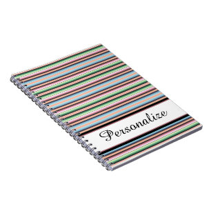 Caderno Espiral Listras de serape pastel personalizadas