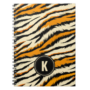Caderno Espiral Listras de Tigre Preto e Laranja Monograma