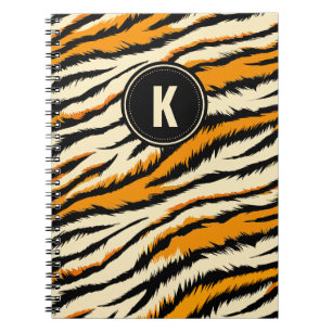 Caderno Espiral Listras de Tigre Preto e Laranja Monograma