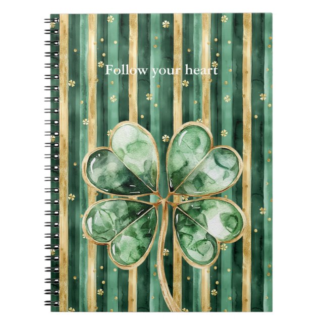 Caderno Espiral Listras de Trevo de Ouro Verde (Frente)
