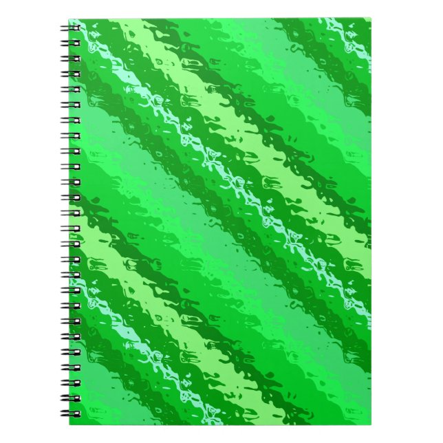 Caderno Espiral Listras de vidro - tons verdes esmeraldas (Frente)