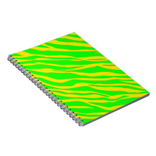 Caderno Espiral Listras de zebra verdes neon e amarelas
