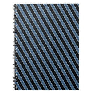 Caderno Espiral Listras diagonais azuis pretas e brancas