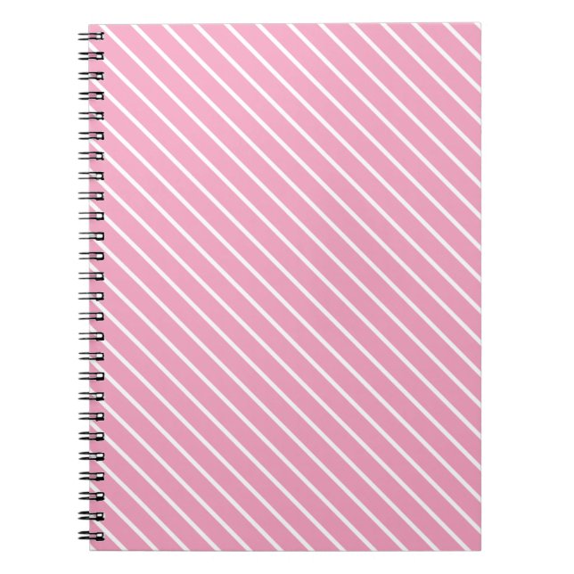 Caderno Espiral Listras diagonais - rosa concha e branco (Frente)