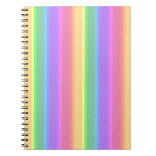 Caderno Espiral Listras do arco-íris do Pastel