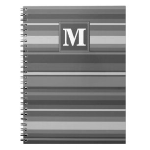 Caderno Espiral Listras do cinza do monograma