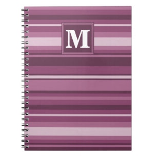 Caderno Espiral Listras do malva do monograma