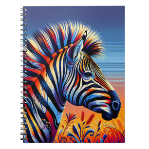 Caderno Espiral Listras do Pôr do Sol – Arte Vibrante de Zebra Mod