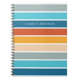Caderno Espiral Listras do Pôr do Sol Personalizadas Modernas e Re