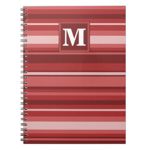 Caderno Espiral Listras do vermelho do monograma