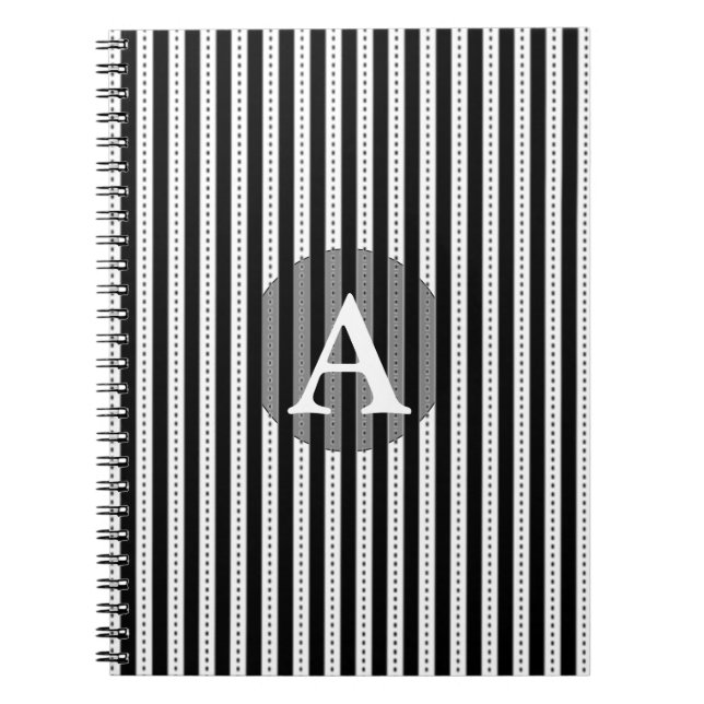 Caderno Espiral Listras Finas Preto e Branco Personalizadas com Mo (Frente)