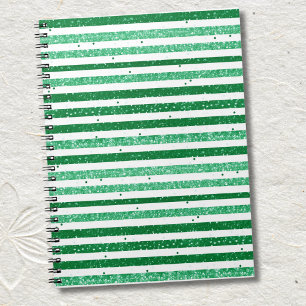 Caderno Espiral Listras Horizontais Brilhantes Verde Natureza Bran