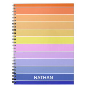 Caderno Espiral Listras Horizontais Coloridas Personalizadas