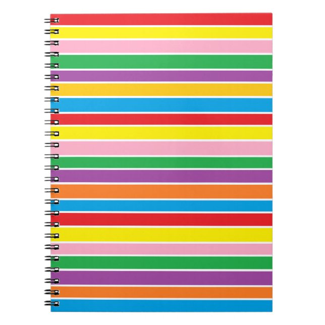 Caderno Espiral Listras Horizontais de Arco-íris (Frente)