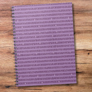 Caderno Espiral Listras Horizontais Glitter Ameixa Silenciada