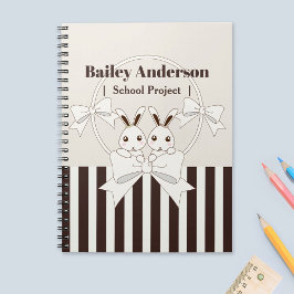 Caderno Espiral Listras Modernas Clássicas Desenho Animado Fofo Co