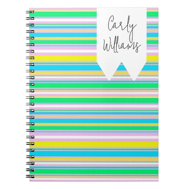 Caderno Espiral Listras pastéis personalizadas (Frente)