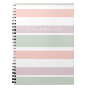 Caderno Espiral Listras pastel bonito da violeta do verde do rosa