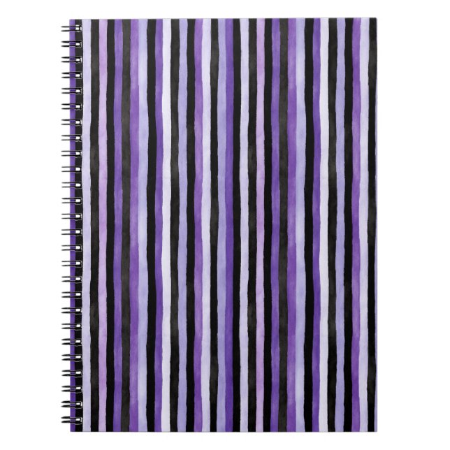 Caderno Espiral Listras Pretas Roxas (Frente)