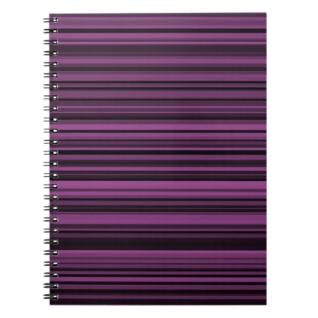 Caderno Espiral Listras Pretas Roxas Abstratas (Frente)