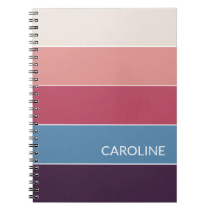 Caderno Espiral Listras Rosa Bege Azul Roxo Personalizadas