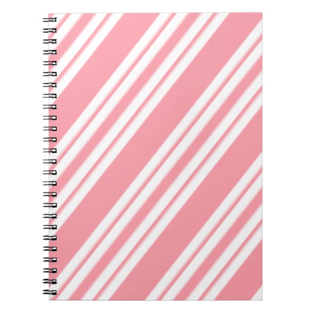Caderno Espiral Listras Rosa Claro e Branco (Frente)