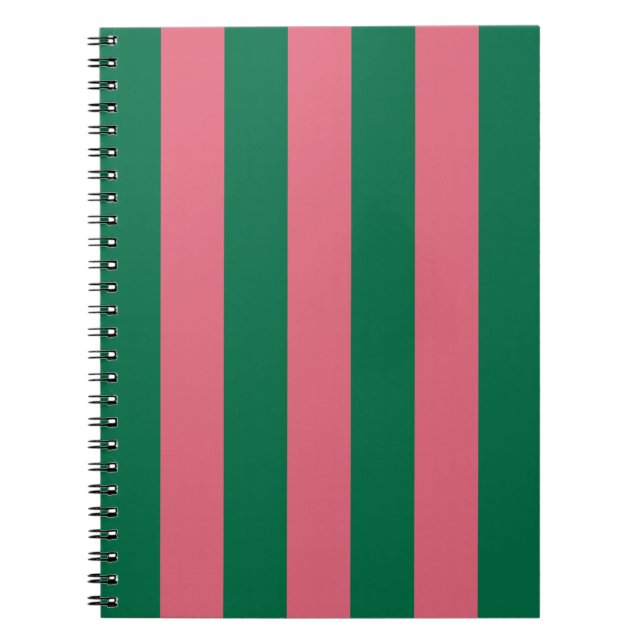 Caderno Espiral Listras Rosa Doce Picles Verde (Frente)