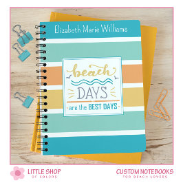 Caderno Espiral Listras Tropicais Dias de Praia Monogramados