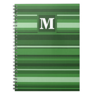 Caderno Espiral Listras verdes do monograma
