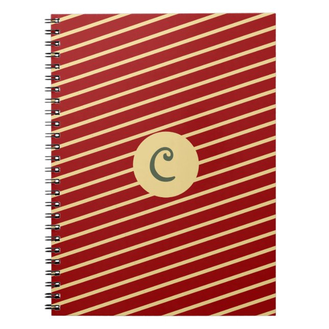 Caderno Espiral Listras vermelhas de ouro de Natal Família persona (Frente)