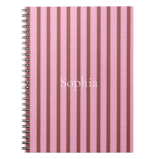 Caderno Espiral Listras Vermelhas Rosa (Frente)