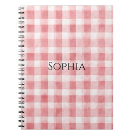Caderno Espiral Listras Xadrez Brancas Rosa Feminino Suave