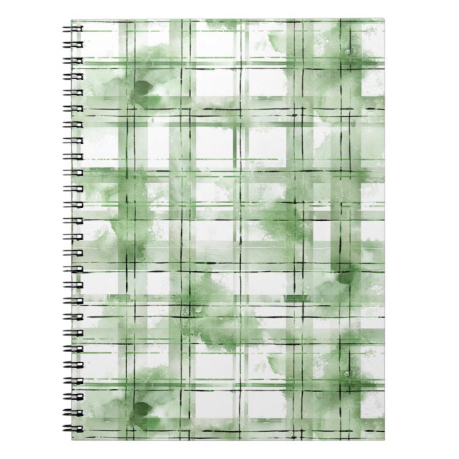 Caderno Espiral Listras Xadrez Verde Branco (Frente)