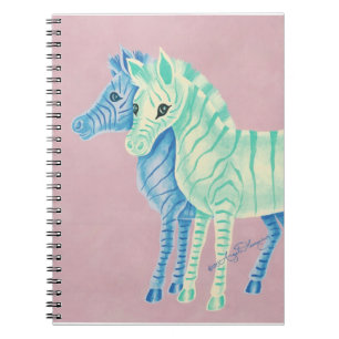 Caderno Espiral Listras Zebras Pastel com Listras Azuis