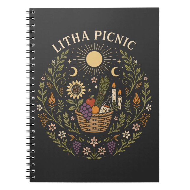 Caderno Espiral Litha Picnic Summer Solstice Celestial Art (Frente)