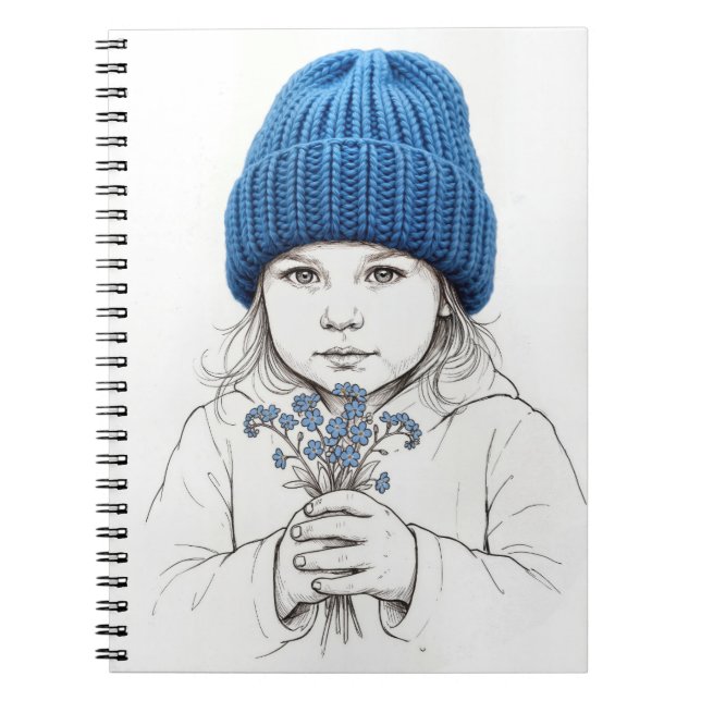 Caderno Espiral Little Girl In Blue Hat 3-Dimensional Sketch (Frente)