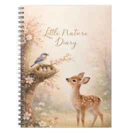 Caderno Espiral Little Nature Diary Cute Deer Bird Nest Notebook |