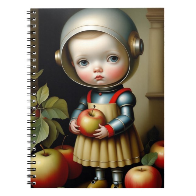 Caderno Espiral Little Space Girl with Apples Notebook (Frente)