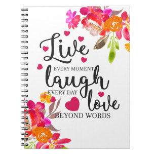 Caderno Espiral Live Laugh Love