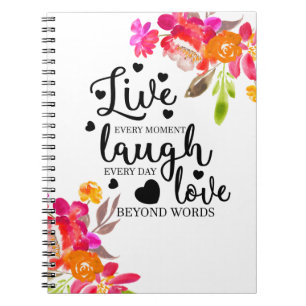 Caderno Espiral Live Laugh Love
