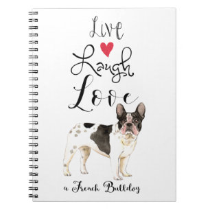 Caderno Espiral Live Laugh Love a French Buldog