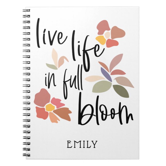 Caderno Espiral Live Life In Cheio Bloom Positivity Nome de Cotaçã (Frente)