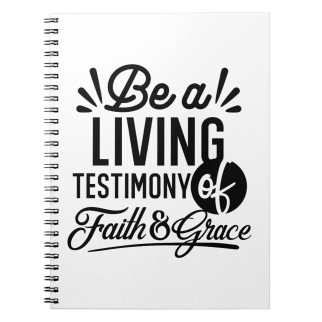 Caderno Espiral Living Testimony Bible Quote Christian Motivation (Frente)