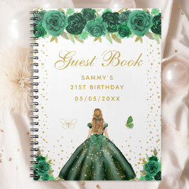 Caderno Espiral Livro Convidado da Princesa Floral Loura Verde