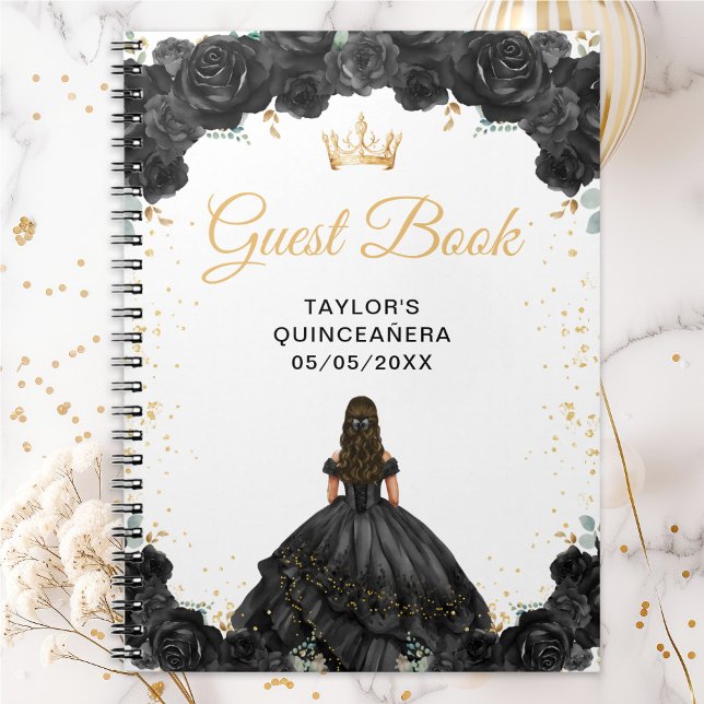 Caderno Espiral Livro Convidado da Princesa Negra Quinceañera (Criador carregado)
