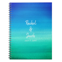 Caderno Espiral Livro Convidado de Casamento de Praia de Ocean Blu
