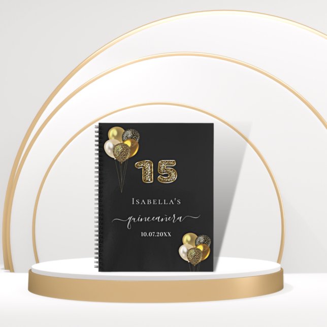 Caderno Espiral Livro convidado Quinceanera - Impressão sobre o le (Criador carregado)