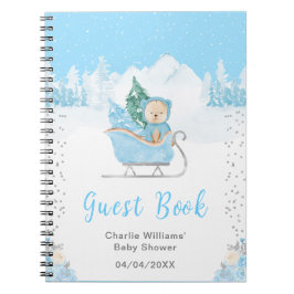Caderno Espiral Livro de Chás de fraldas de Leito Azul do Urso Inv