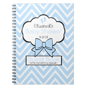 Caderno Espiral Livro de convidado azul do chá de fraldas de
