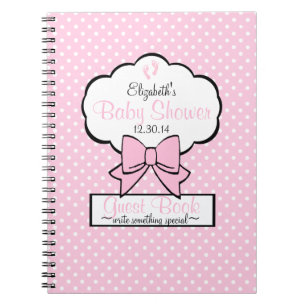 Caderno Espiral Livro de convidado cor-de-rosa do chá de fraldas